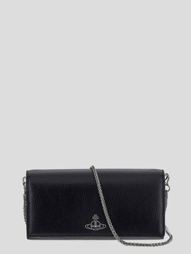 Silver Logo Chain Long Wallet Black - VIVIENNE WESTWOOD - BALAAN 1