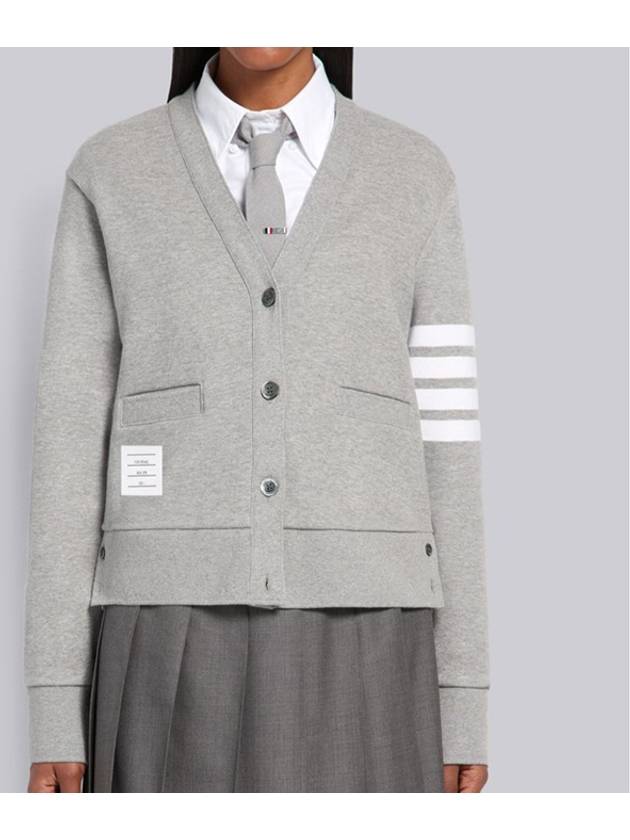 4-Bar Loopback Jersey Cardigan Light Grey - THOM BROWNE - BALAAN 5