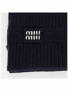 Intarsia Logo Wool Cashmere Muffler Navy - MIU MIU - BALAAN 3