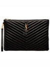 Gold Monogram Matelasse Clutch Bag Black - SAINT LAURENT - BALAAN 2