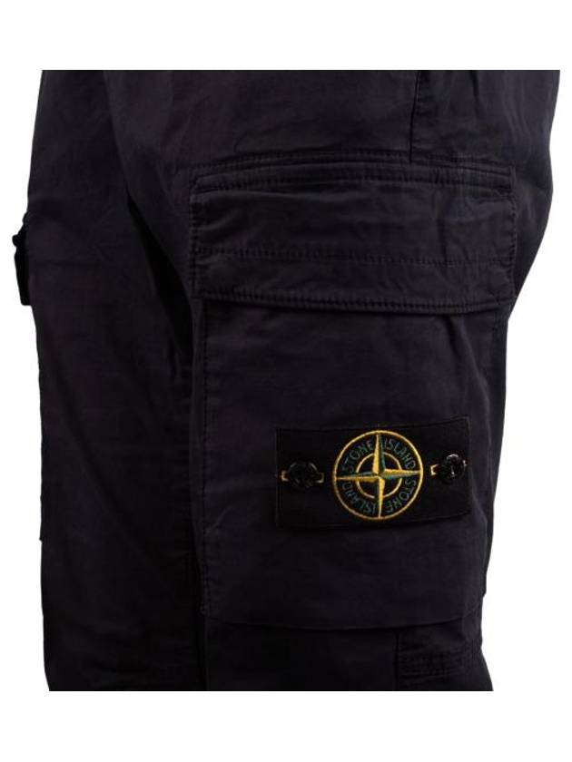 Stretch Cotton Gabardine Garment Dyed Cargo Straight Pants Navy - STONE ISLAND - BALAAN 4