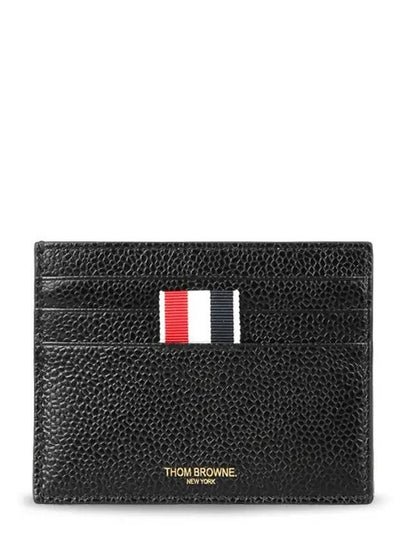 Pebble Grain Leather Stripe Note Compartment Card Wallet Black - THOM BROWNE - BALAAN 2