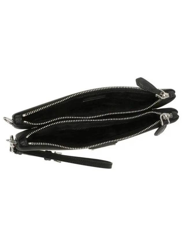 Triangle Logo Double Clutch Black - PRADA - BALAAN 5