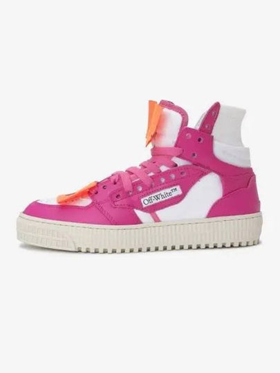 30 Off Court Leather High Top Sneakers White Fuchsia - OFF WHITE - BALAAN 2