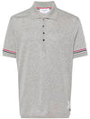 Lightweight Cotton Short Sleeve Polo Shirt Grey - THOM BROWNE - BALAAN 2