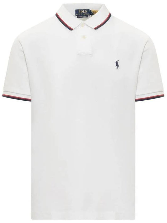 Embroidered Pony Logo Slim Fit Polo Shirt White - POLO RALPH LAUREN - BALAAN 2