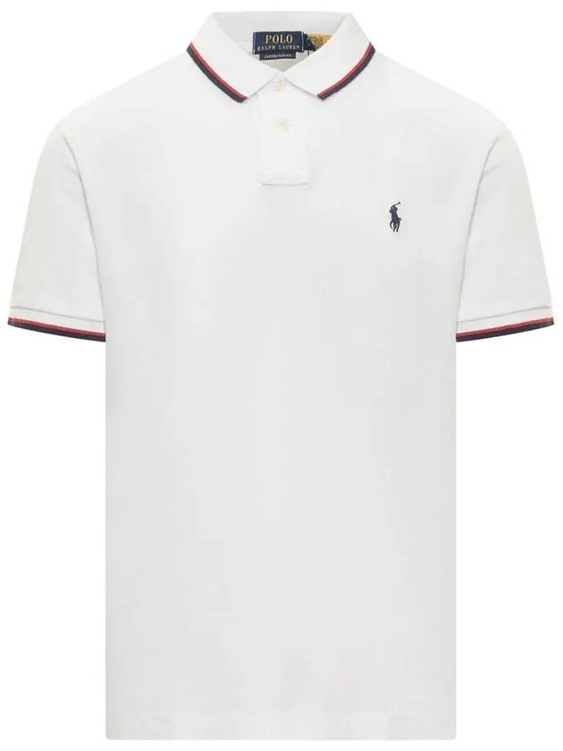 Embroidered Pony Logo Slim Fit Polo Shirt White - POLO RALPH LAUREN - BALAAN 2