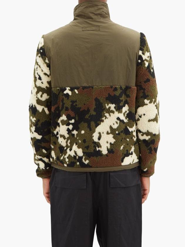 Logo Patch Camouflage Fleece Zip-Up Jacket Green - MONCLER - BALAAN 4