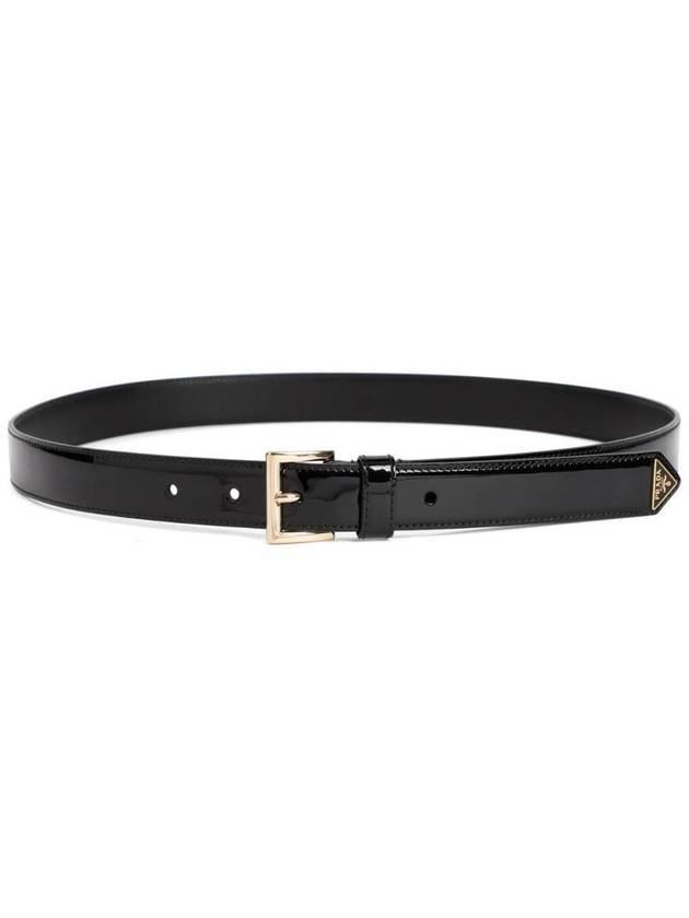 Triangle Logo Patent Leather Belt Black - PRADA - BALAAN 1