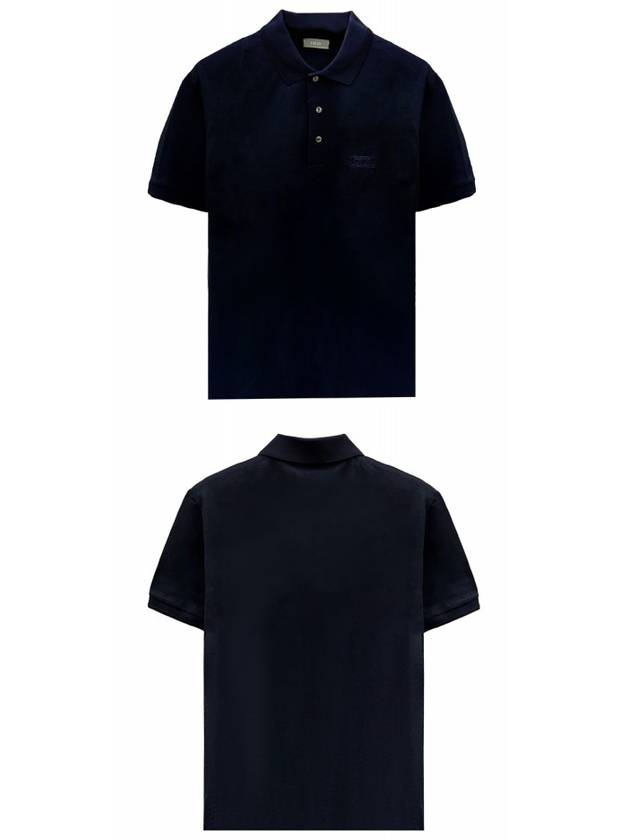 Cotton Blend Logo Polo Shirt Navy - DIOR - BALAAN 5