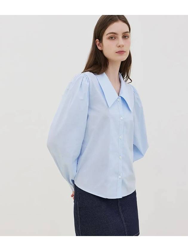 Big Collar Puff Blouse Sky Blue - LESEIZIEME - BALAAN 4