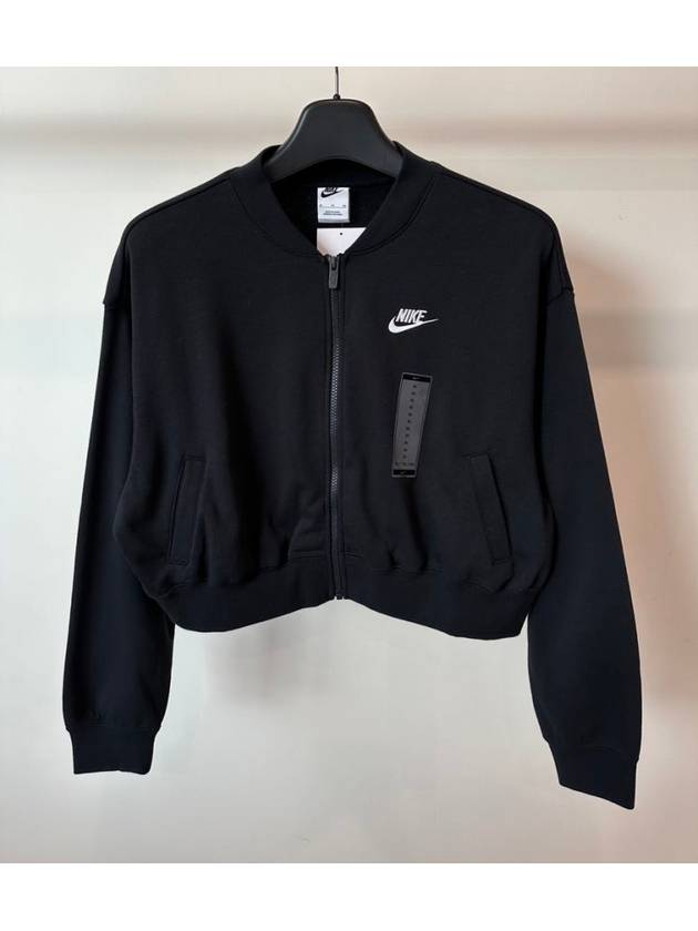 NSW Club Fleece Oversized Crop Full Zip Jacket Black Asia - NIKE - BALAAN 2