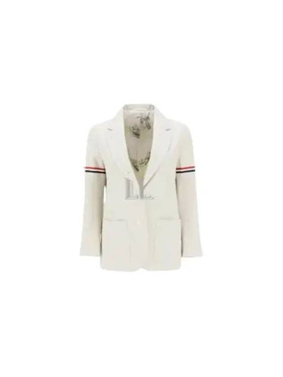 Women's RWB Tab Crop Sleeve Blazer Jacket Natural White - THOM BROWNE - BALAAN 2