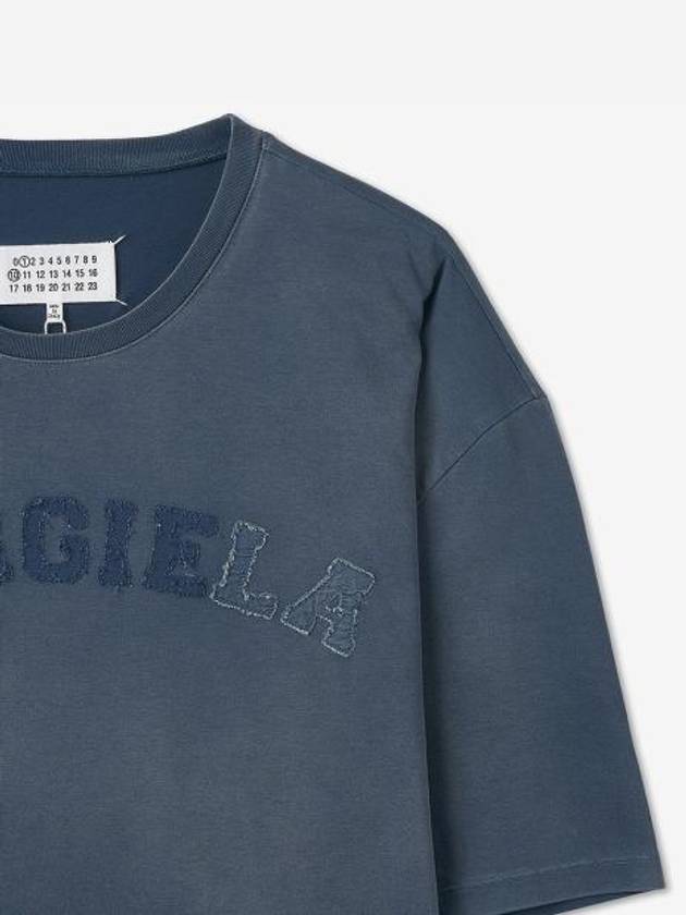 Logo Heavy Jersey Short Sleeve T-Shirt Blue - MAISON MARGIELA - BALAAN 4