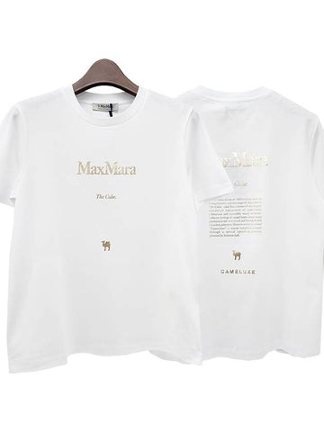 24SS Kwaietto Logo Print Short Sleeve T-Shirt White 2419971011600 001 - MAX MARA - BALAAN 1