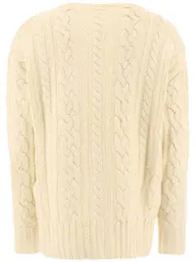 cable V-neck knit cardigan cream - AMI - BALAAN 5