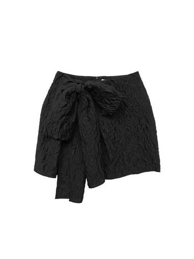 GIGI bow detail mini skirt 2 24RTW17001 BLACK - CECILIE BAHNSEN - BALAAN 1