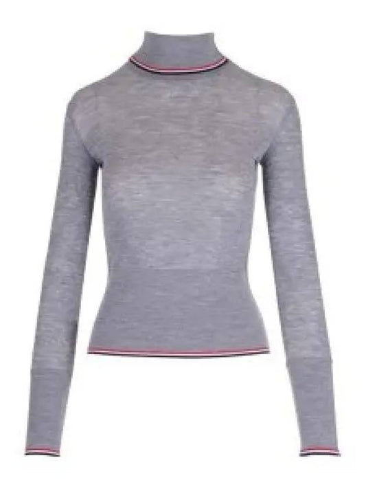 Women's Wool Rib Turtleneck Grey - THOM BROWNE - BALAAN 2
