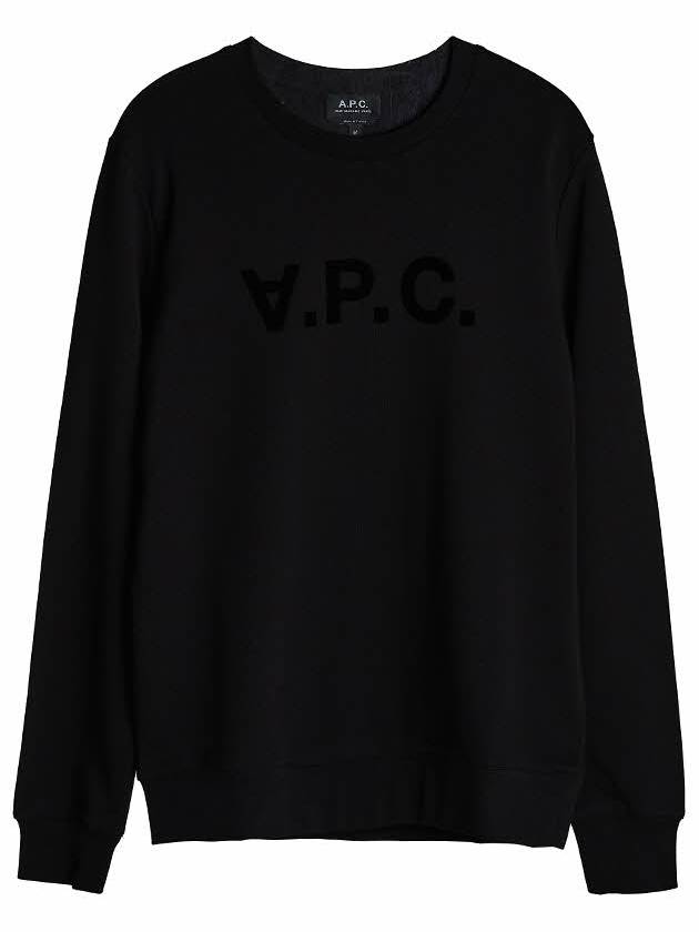 Men's VPC Logo Print Crew Neck Sweatshirt Black - A.P.C. - BALAAN 10