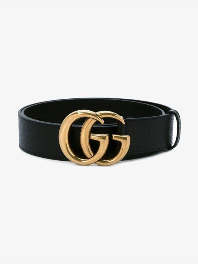 GG Marmont Double G Buckle Wide Leather Belt Black - GUCCI - BALAAN 6