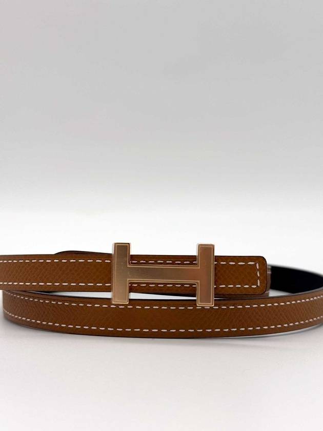 Women's Focus Buckle Reversible Leather Belt Black Rose Gold - HERMES - BALAAN 7