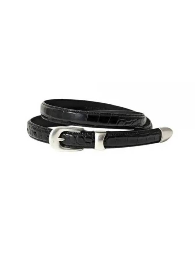 Licorice Croc Bull Hide Leather Belt Black - OUR LEGACY - BALAAN 1