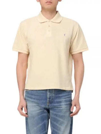 Men's Cassandre Cotton Polo Shirt Beige - SAINT LAURENT - BALAAN 2