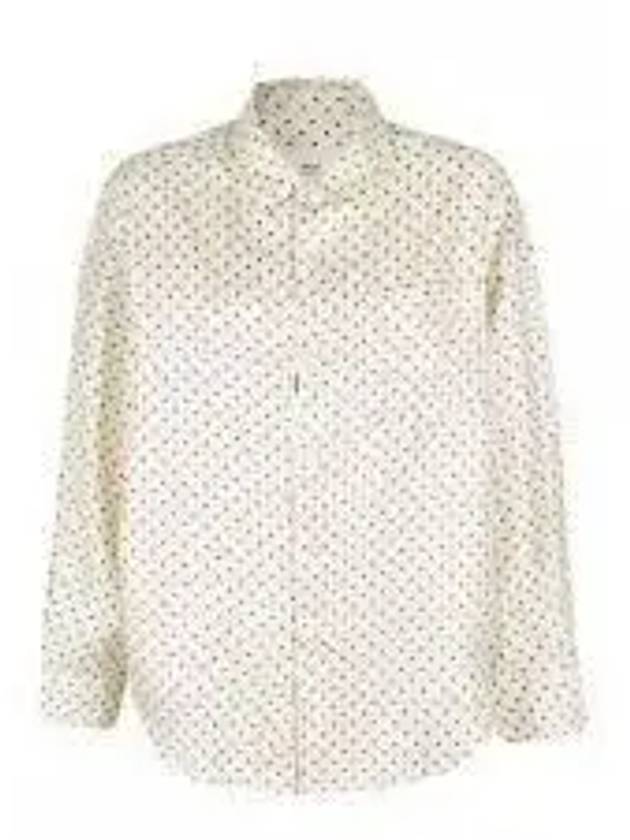 Dot Pattern Boxy Fit Silk Long Sleeve Shirt Ivory - AMI - BALAAN 2