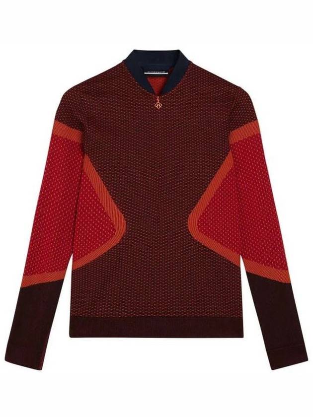 Diamond Seamless Mid Layer Long Sleeve T-Shirt Navy Red - J.LINDEBERG - BALAAN 2