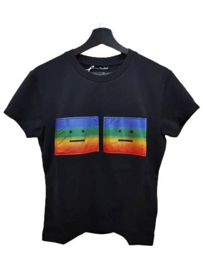 Rainbow Crew Neck Short Sleeve T-Shirt Black - ACNE STUDIOS - BALAAN 2