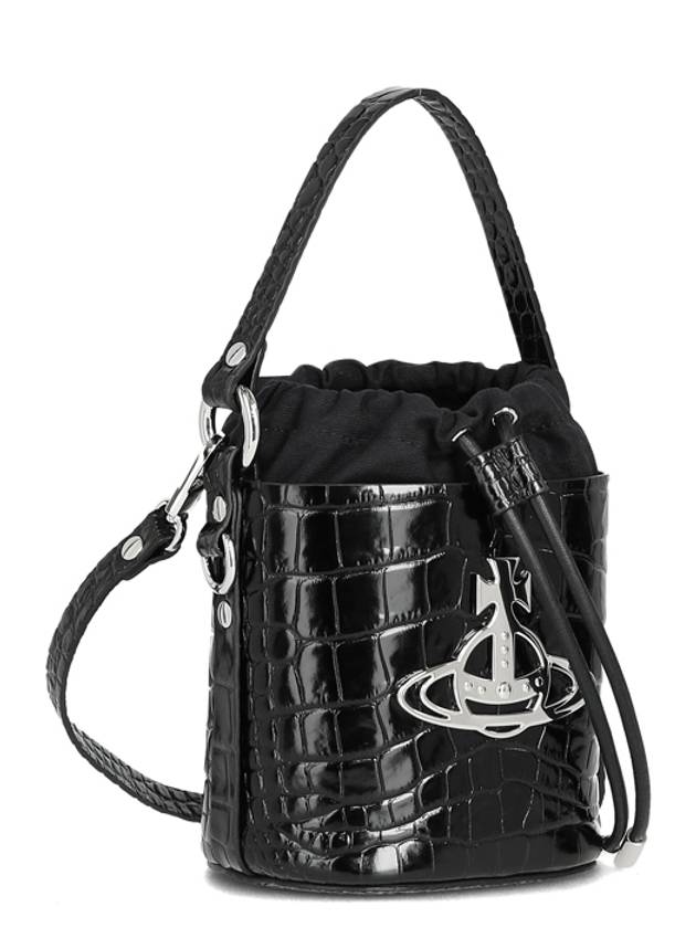 logo decorated leather bucket bag 43020023L003IPF - VIVIENNE WESTWOOD - BALAAN.