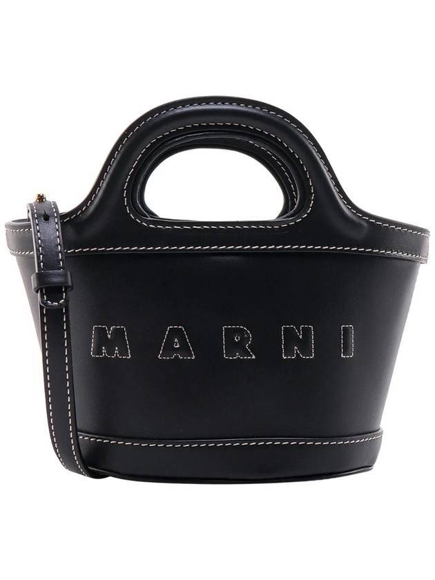 Tropicalia Micro Leather Tote Bag Black - MARNI - BALAAN 1