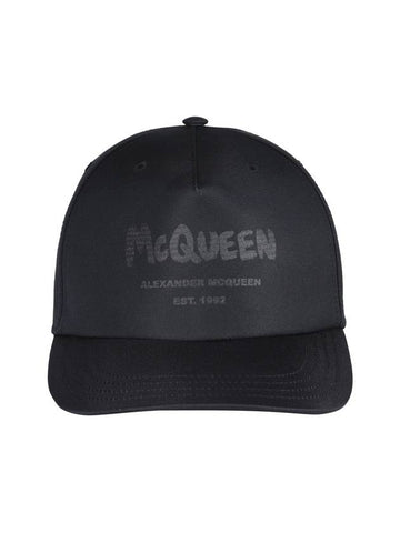 Graffiti Logo Printing Ball Cap Black - ALEXANDER MCQUEEN - BALAAN.