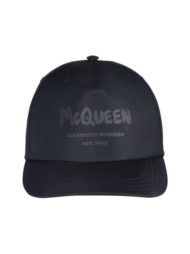 Graffiti Logo Printing Ball Cap Black - ALEXANDER MCQUEEN - BALAAN 1