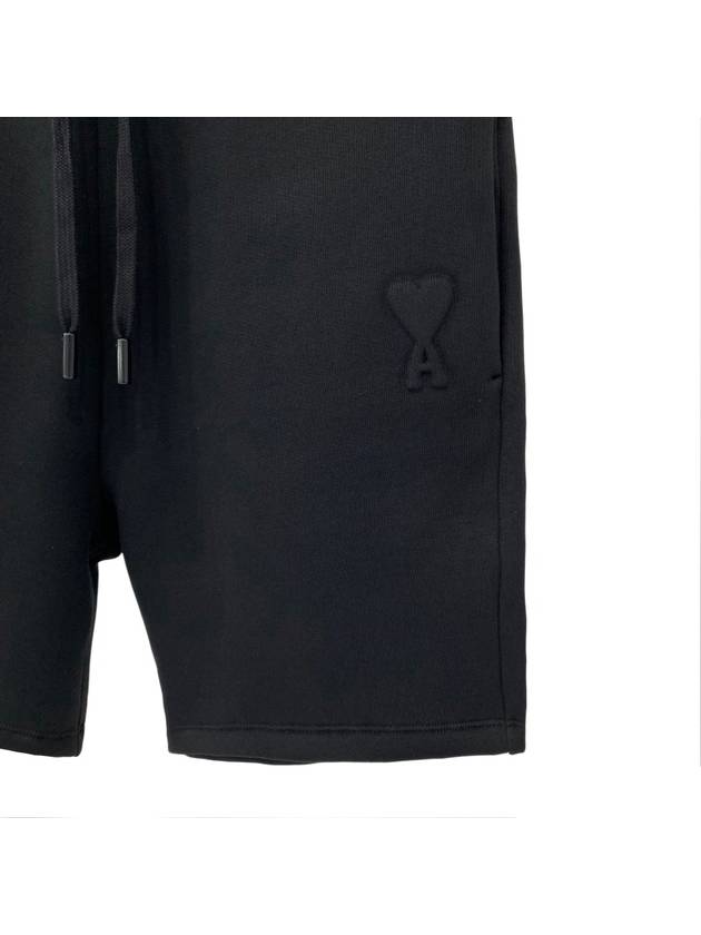 Embossed Logo Jersey Shorts Black - AMI - BALAAN 4