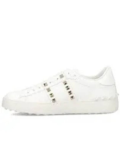 Rockstud Leather Low Top Sneakers White - VALENTINO - BALAAN 2