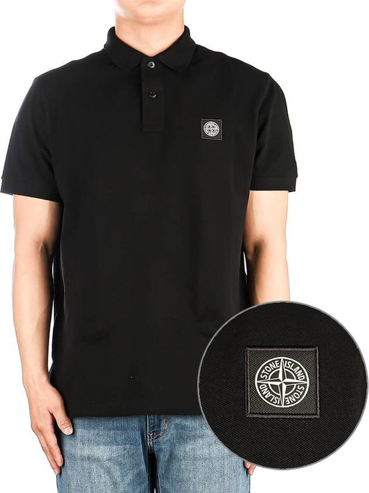 Logo Patch Polo Shirt Black - STONE ISLAND - BALAAN 2