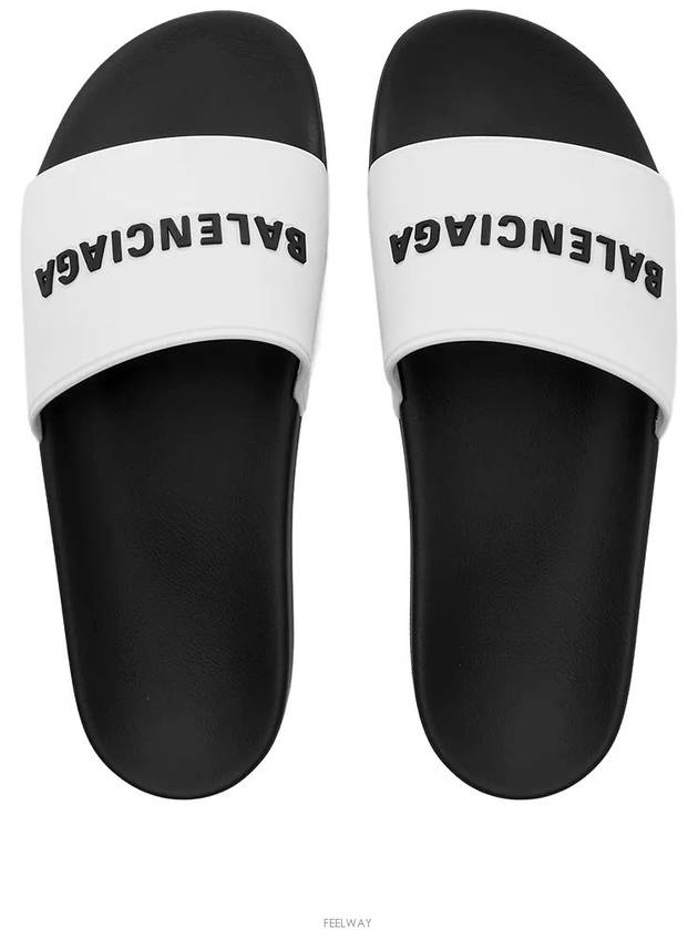 logo full slippers white black - BALENCIAGA - BALAAN.