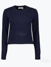 Heart Logo Cashmere Knit Top Navy - AMI - BALAAN 2