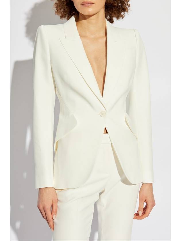 Women's Thin Crepe Single Jacket White - ALEXANDER MCQUEEN - BALAAN 4