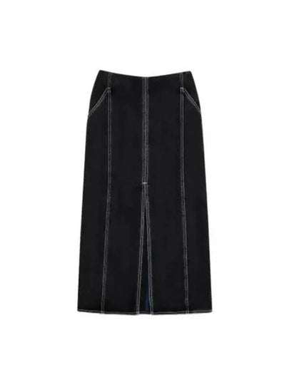 Split Long H-Line Skirt Washed Black Denim - SUNNEI - BALAAN 2