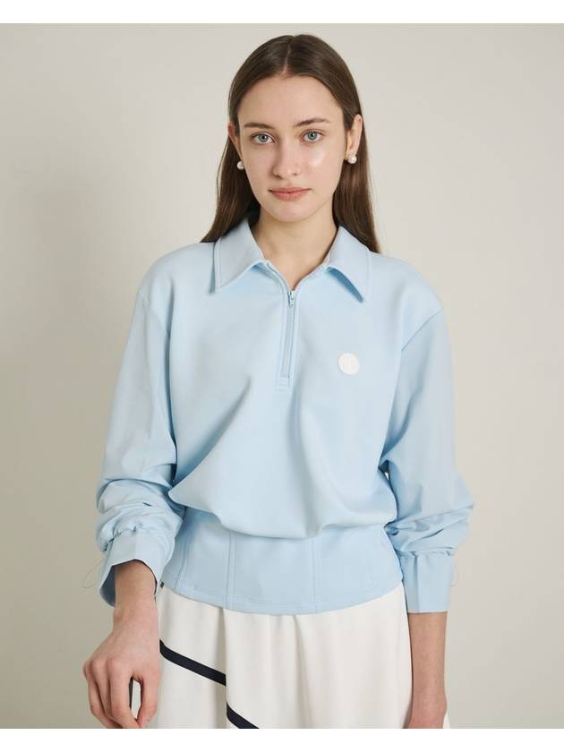 High stretch pin tuck blouse light blue functional - POSHERD - BALAAN 2