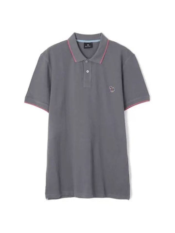 Zebra Logo Regular Fit Short Sleeve Polo Shirt Grey - PAUL SMITH - BALAAN 1