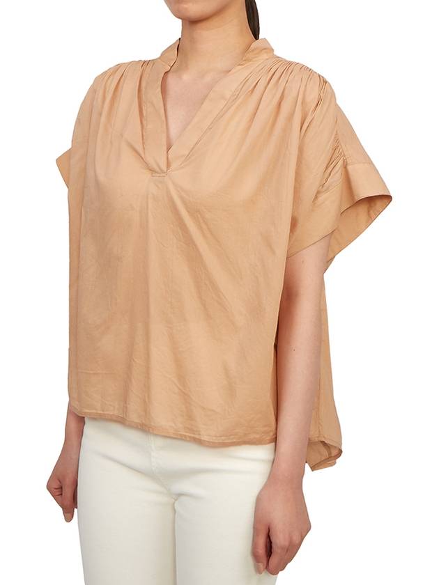 Women's Cory Short Sleeve Blouse Beige Brown - VANESSA BRUNO - BALAAN 3