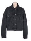 Women's Relaxed Cropped Fit Denim Jacket Dark Grey - ACNE STUDIOS - BALAAN 2