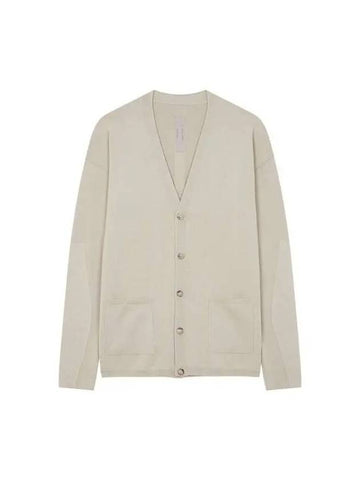 MEN Cotton Wool V neck Cardigan Beige - RICK OWENS - BALAAN 1