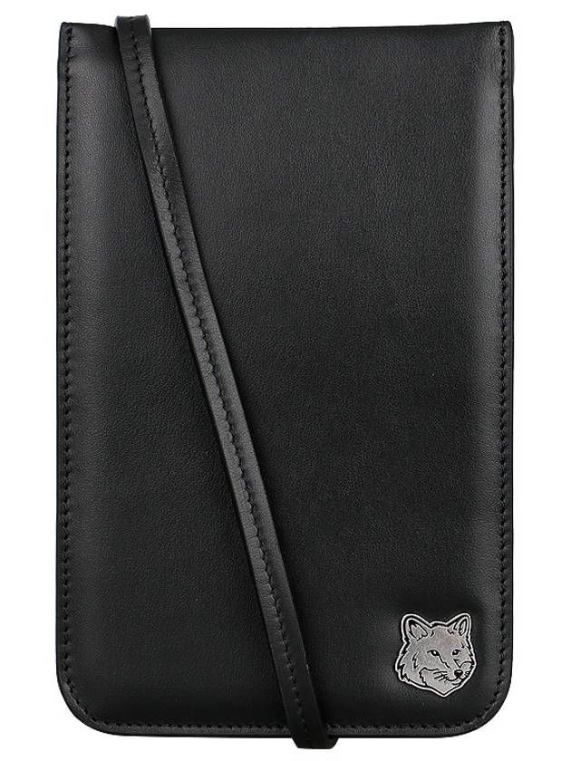 Fox Head Leather Messenger Cross Bag Black - MAISON KITSUNE - BALAAN 3