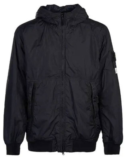 Men's Garment Dyed Crinkle Reps Recycled Nylon Primaloft TC Hooded Jacket Black - STONE ISLAND - BALAAN 2