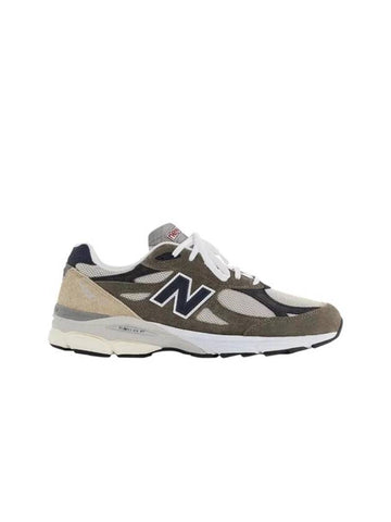 990v3 Low Top Sneakers Navy Olive - NEW BALANCE - BALAAN 1