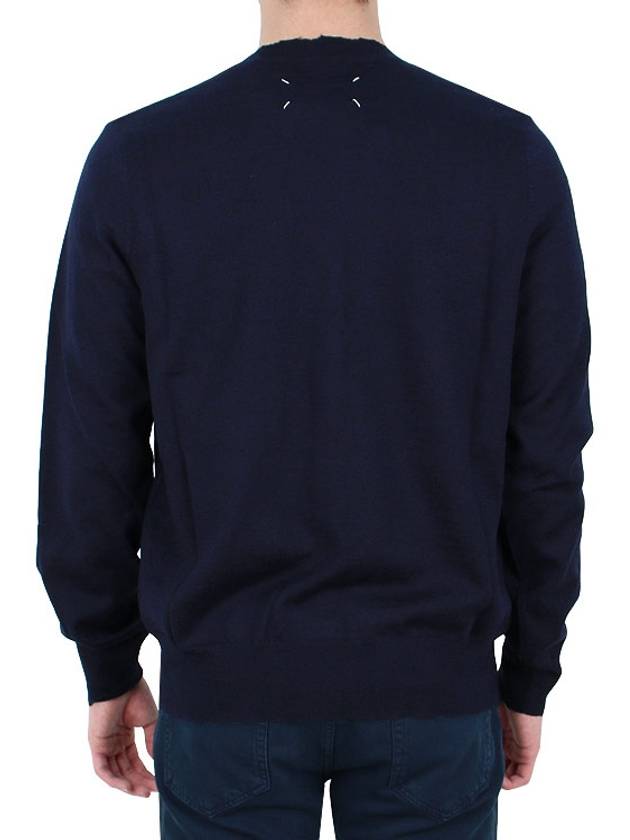 Embroidered Logo Wool Cardigan Navy - MAISON MARGIELA - BALAAN 6